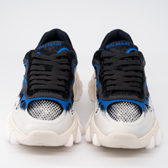 size 42/ US 9 - Balmain B-East Black Blue White painted leather sneakers main image 10